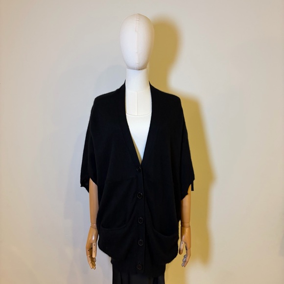 Aqua Cashmere 100% Cashmere Oversized Cardigan Black S NWOT